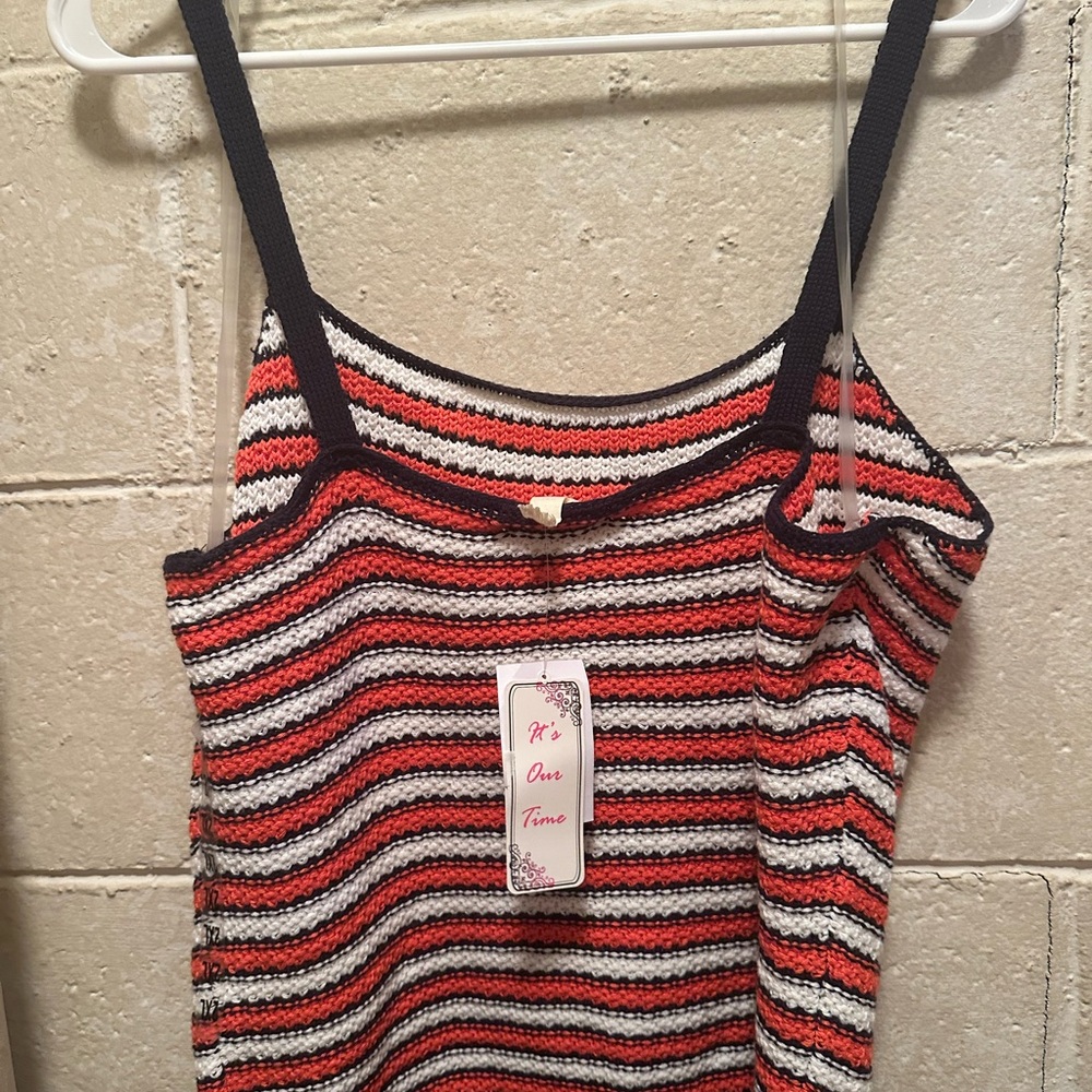 It's Our Time Striped Women's Top‎ - Red, Black, White